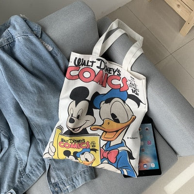 Disney cartoon Minnie Mickey Donald Duck girl shoulder bag handbag canvas large capacity student graffiti school bag 0 DaMina Store 3 
