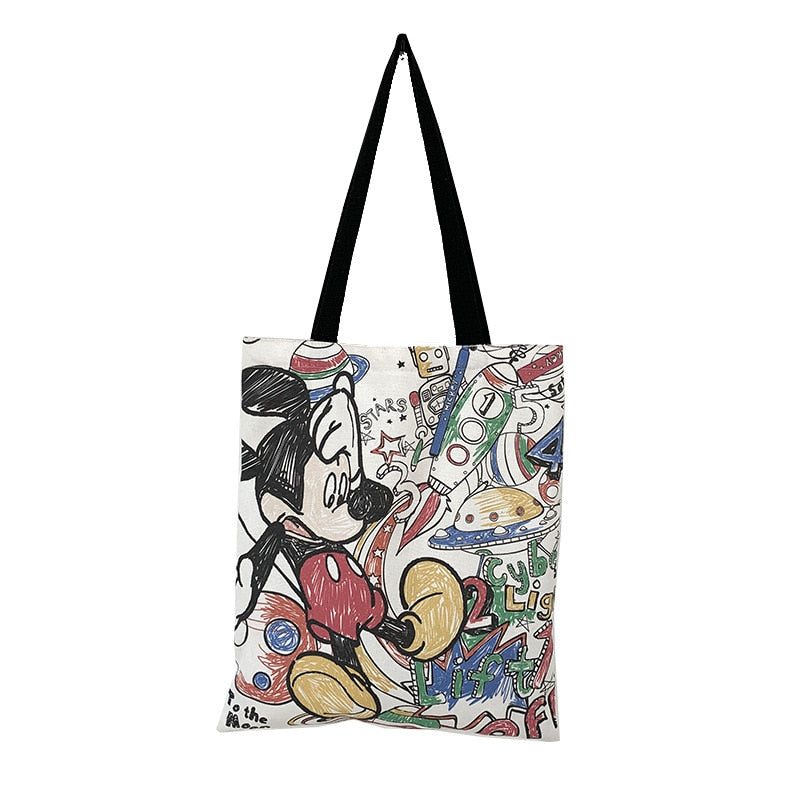 Disney cartoon Minnie Mickey Donald Duck girl shoulder bag handbag canvas large capacity student graffiti school bag 0 DaMina Store 6 