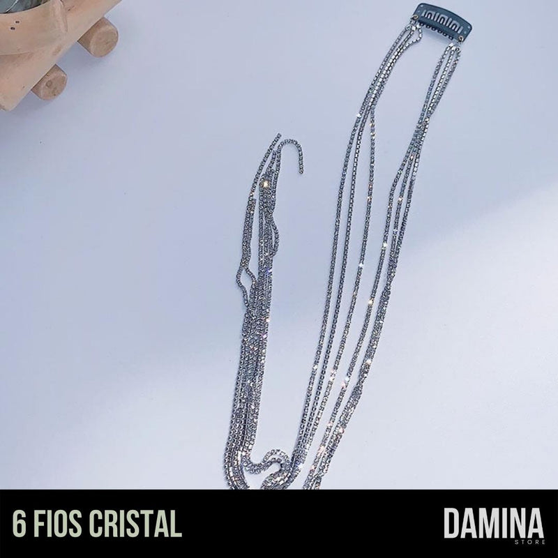 Fios de Strass Para Cabelos Princess Fios de Strass Para Cabelos Princess DaMina Store 6 Fios Cristal 