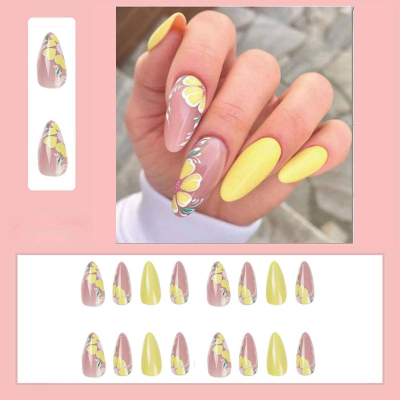 Simple French Wearable False Nails Almond Colorful Stripes Colorblock Design Manicure Fake Nails Line Full Cover Press On Nail 0 DaMina Store 13 